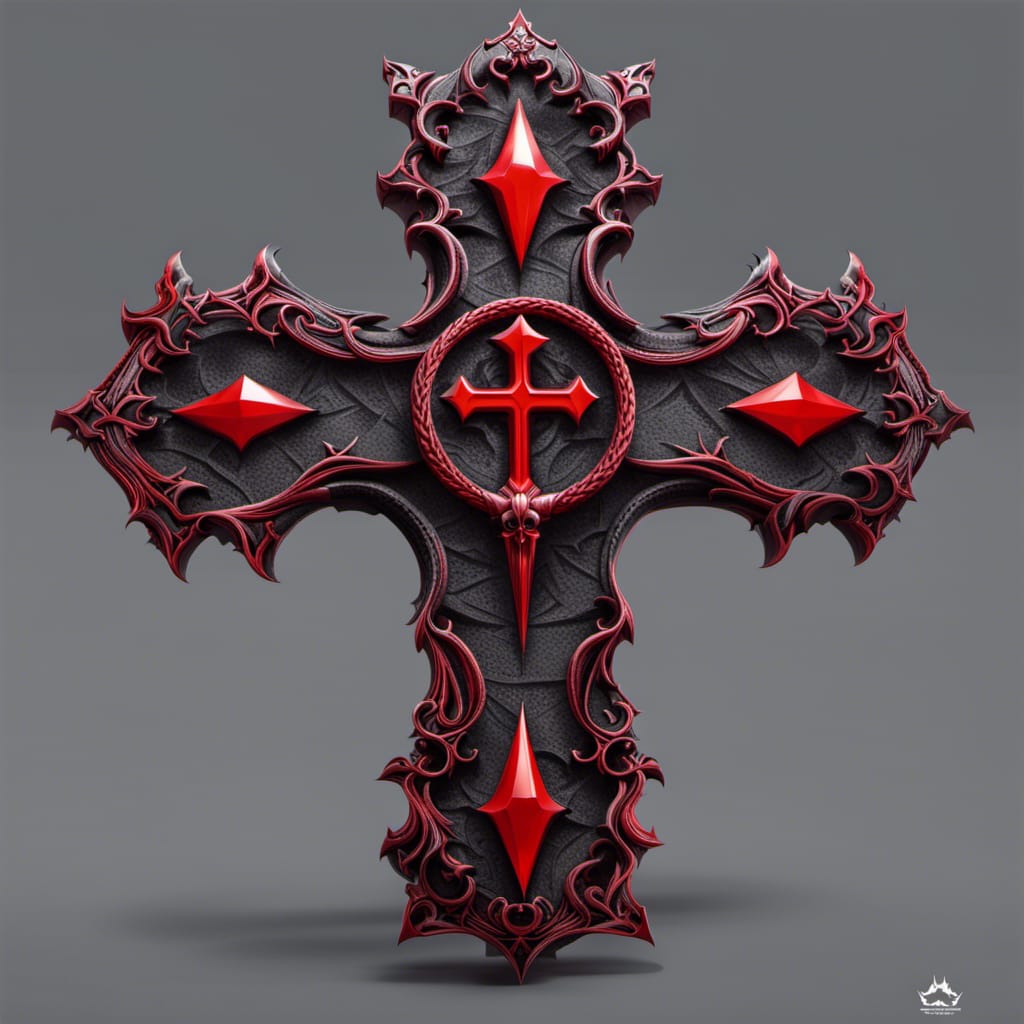 romantic style illustration of a satanic cross