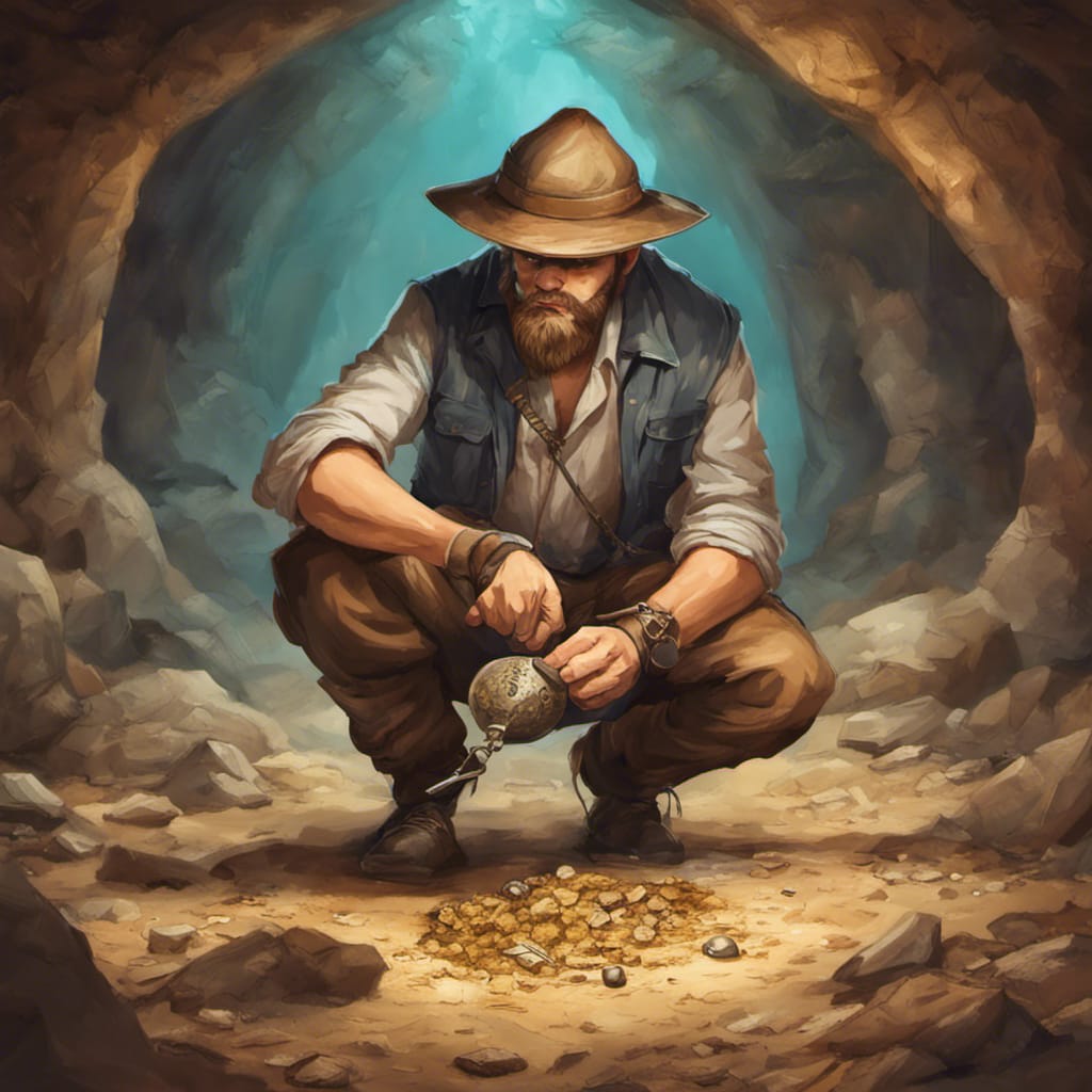 treasure hunter searching underground for buried treasure