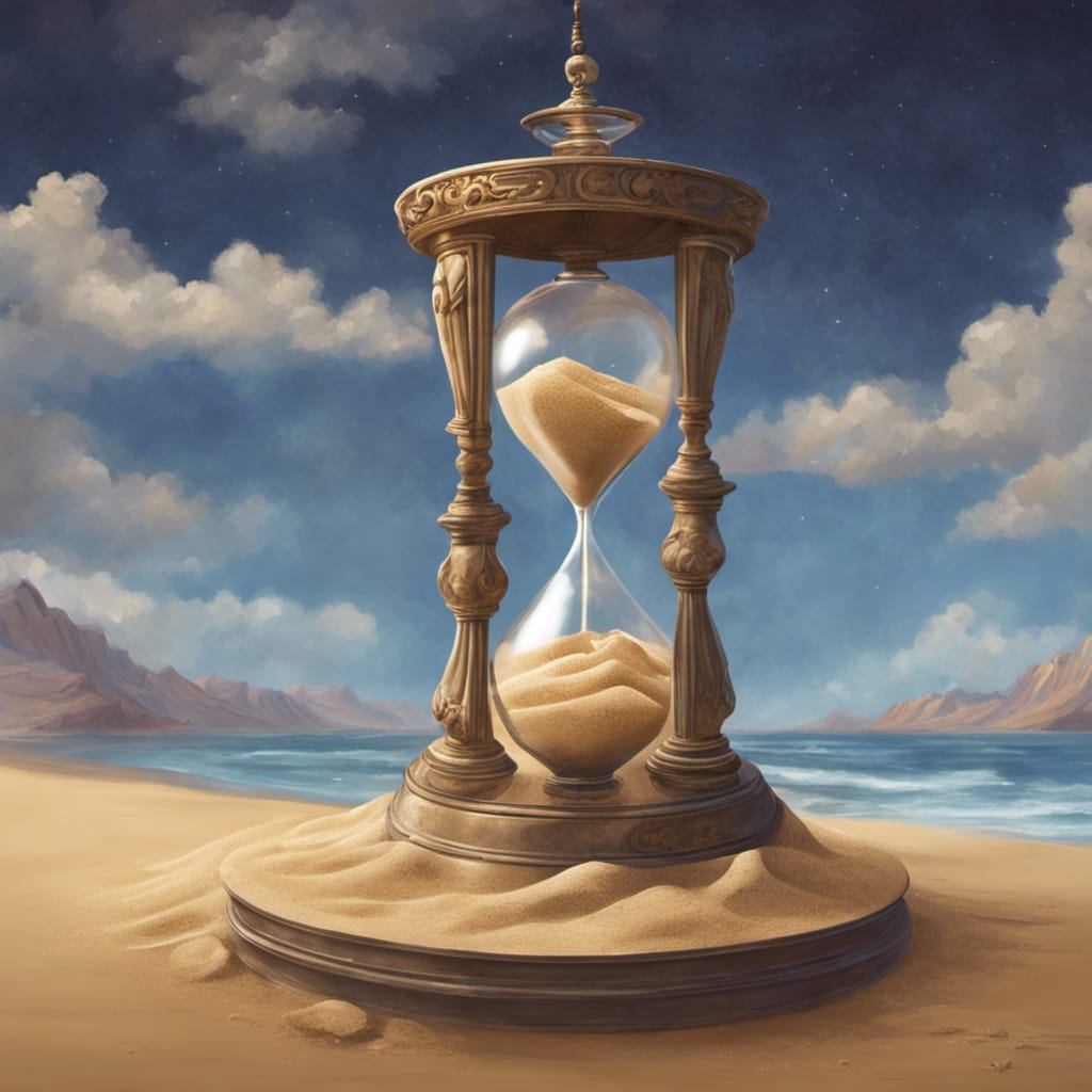 The Sands Of Time hoisted up on a magic pedestal